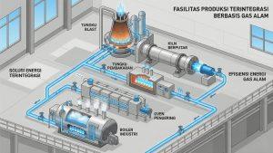 Efisiensi Energi Gas Alam untuk Alat Produksi Industri Ilustrasi peralatan produksi industri seperti boiler, furnace, kiln, dan oven yang menggunakan gas alam sebagai sumber energi